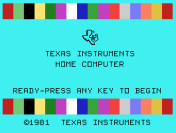 TI-99/4A start screen