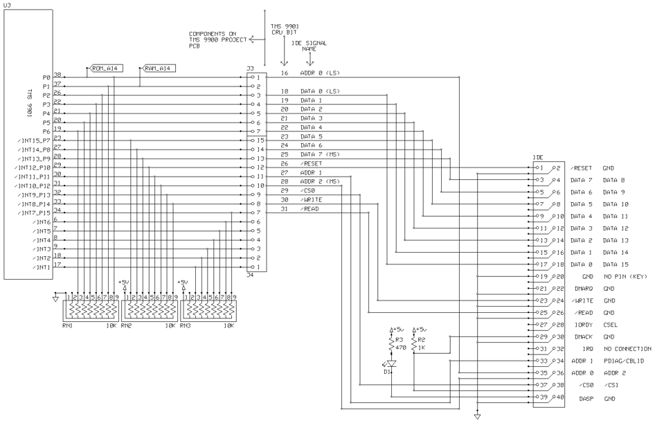 TMS 9901 to IDE Interface Schematic